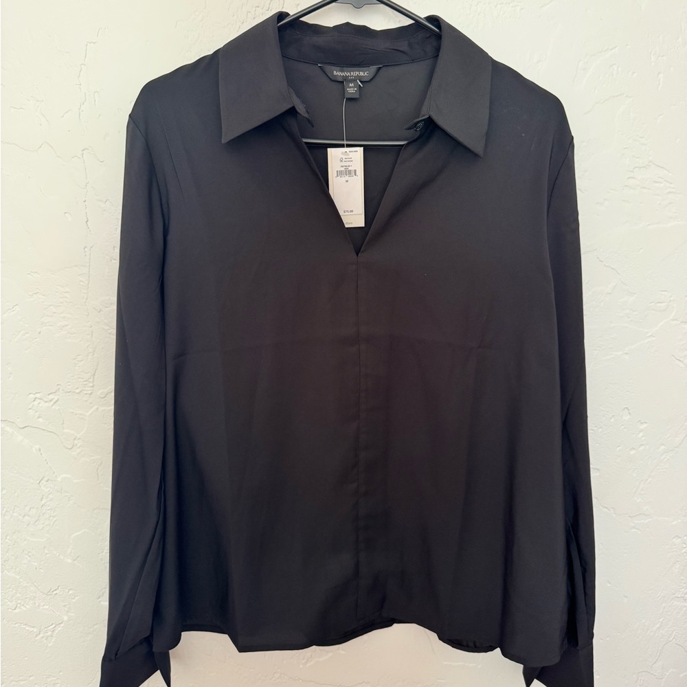 Banana Republic Black Collared Blouse